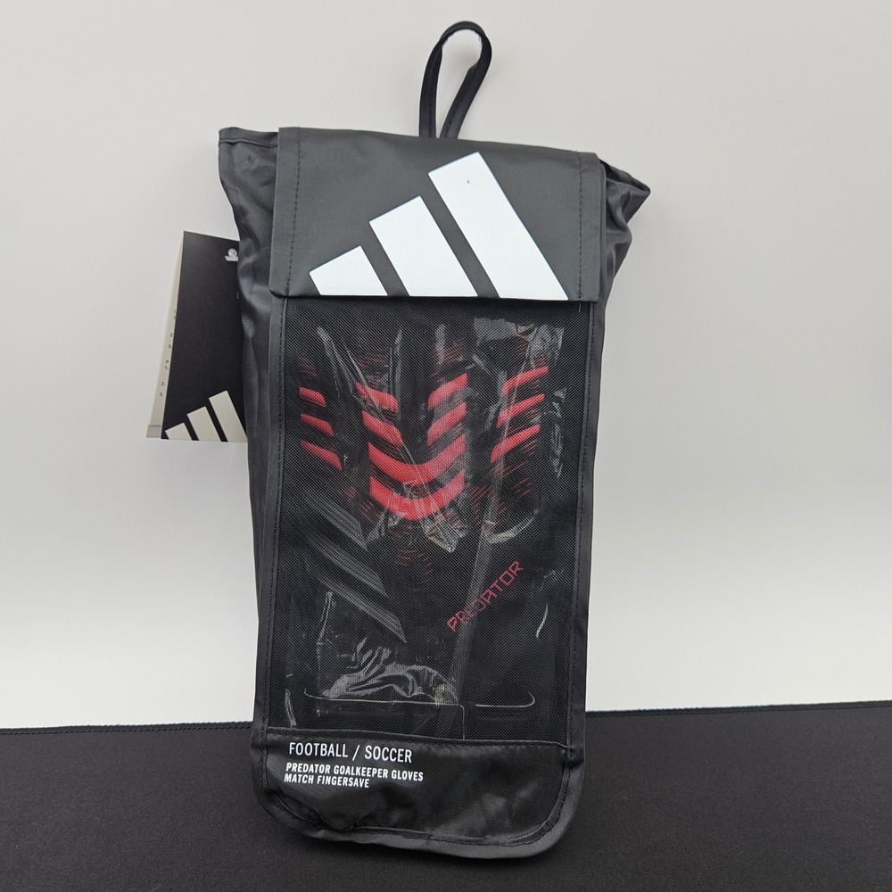 Adidas Predator‎ Match Fingersave Goalkeeper Gloves Black Lucid Red JM6828 Sz 10